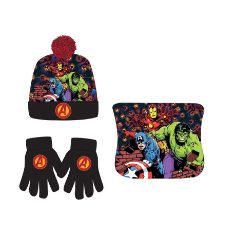 SET GORRO-BRAGA-GUANTES NIÑO AVENGERS T.54CM