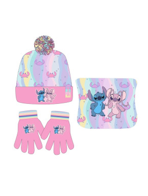 Set Gorro-Braga -Guantes Stitch Disney