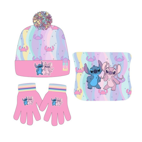 Set Gorro-Braga -Guantes Stitch Disney