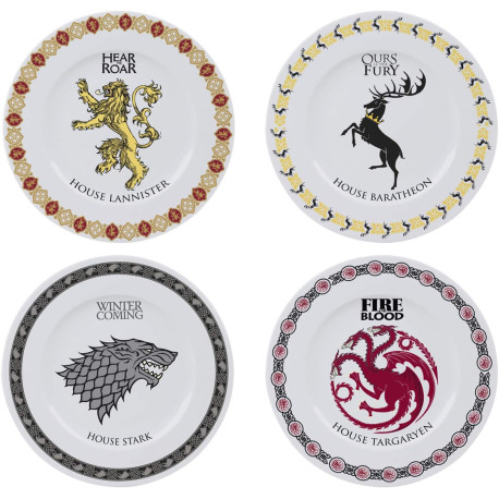 GAME OF THRONES - Set of 4 Plates - Houses 