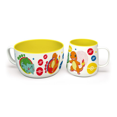 POKEMON - Breakfast Set Mug + Bowl - Pikachu & Kanto Starters