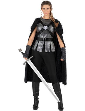 Disfraz de Dama Medieval negro con capa para mujer