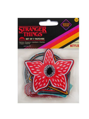 Conjunto de pins Stranger Things 7 parches de poliéster