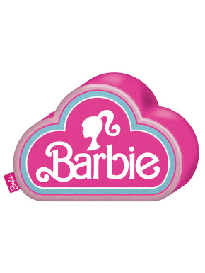 Cojín logo y silueta Barbie rosa 40 x 28 cm