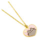 Collar dorado con abalorio de corazón rosa de Pusheen 40 cm