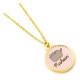 Collar dorado con abalorio redondo rosa de Pusheen 40 cm