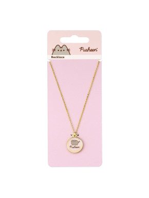 Collar dorado con abalorio redondo rosa de Pusheen 40 cm