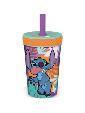 Vaso antivuelco con pajita Aloha Stitch 370 ml