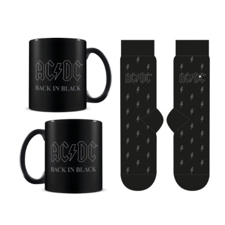 Set regalo con taza y calcetines AC/DC Back in Black 315 ml y TU 36-41