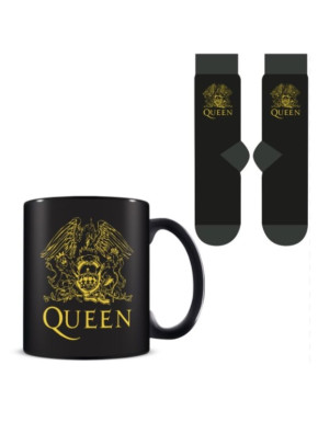 Set regalo con taza y calcetines Logo Queen 315 ml y TU 36-41