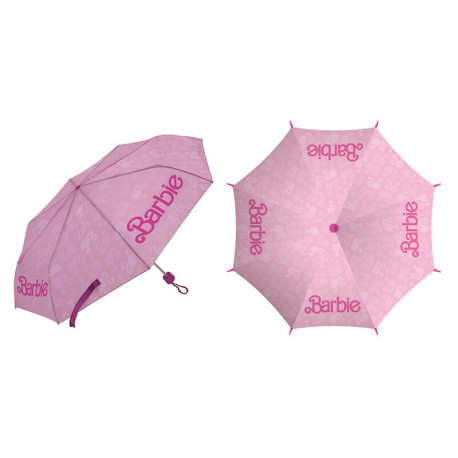 Paraguas plegable logo Barbie rosa 52 cm (arco)