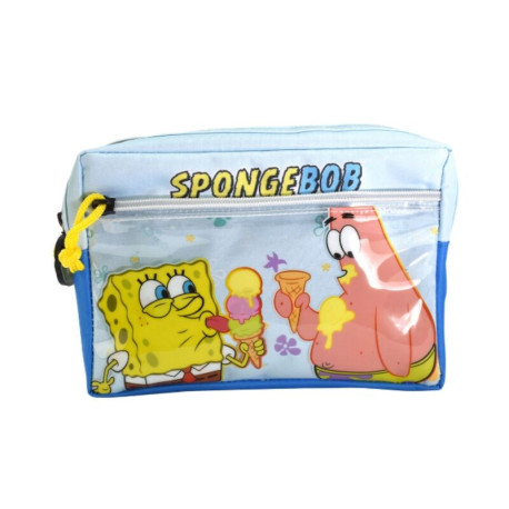 Estuche de Lápices con Múltiples Bolsillos Bob Esponja PVC. Nylon