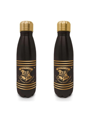 Botella metálica Escudo de Hogwarts negro y dorado