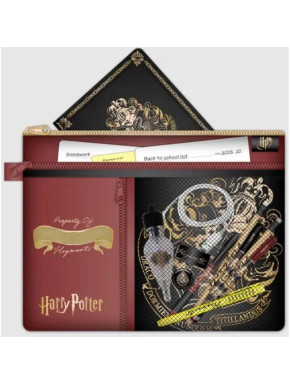 Cartera de Estudio Multi Bolsillo Escudo de Hogwarts Nylon