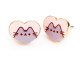 Pendientes dorados y esmaltados de corazónes rosa de Pusheen