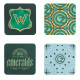 Set de 4 posavasos Wicked Ciudad Esmeralda con acabado metálico y relieve