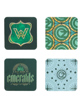 Set de 4 posavasos Wicked Ciudad Esmeralda con acabado metálico y relieve