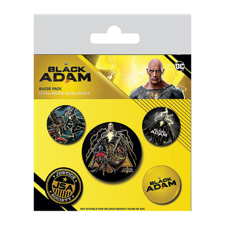 Set de chapas ( 5 unidades) Black Adam (Justice Society) 1 X 3,8 CM/ 4 x 2,5cm