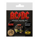 Set de chapas ( 5 unidades) AC/DC 1X 3,8 CM/4 x 2,5cm