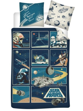 Funda nórdica algodón Star Wars retro 140x200cm