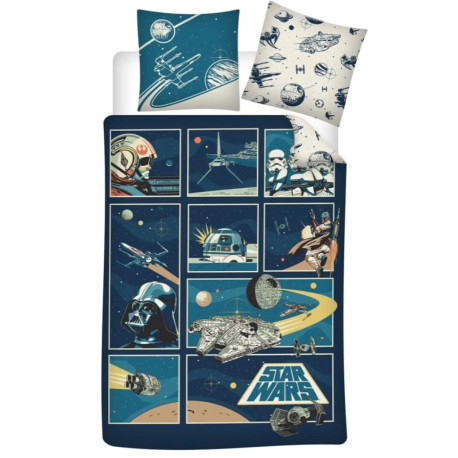 Funda nórdica algodón Star Wars retro 140x200cm