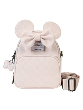 Mochila Mini Convertible y Bolso Bandolera con Diseño de Textura a Cuadros de Minnie Mouse