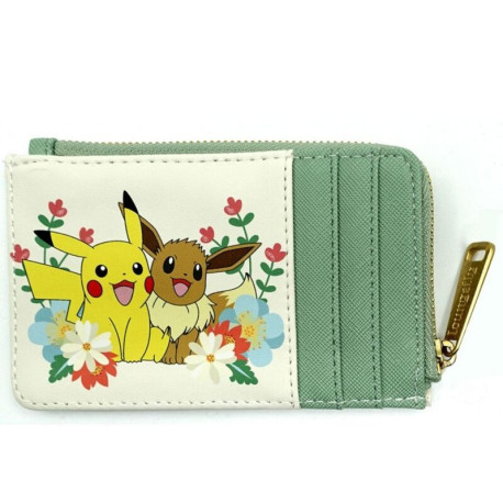 Tarjetero Pikachu & Eevee Floral