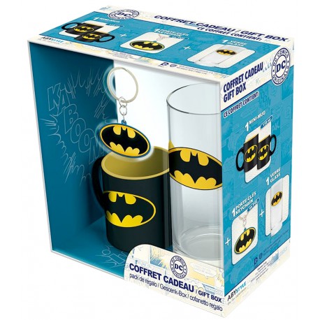 Gift Set Batman Logo Mug + Glass + key chain