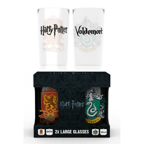 Set Glasses Large glass Harry Potter Gryffindor and Slytherin