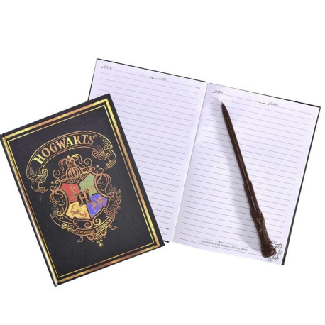 Set Cuaderno Y Bolígrafo Escudo Hogwarts Colores