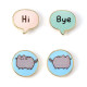 Set De Pendientes Hi , Bye Y Pusheen Dorados