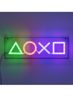 Lámpara Led Estilo Neón Símbolos Playstation 15 X 30 Cm