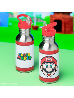 Botella Metálica Con Pajita Super Mario 500 Ml