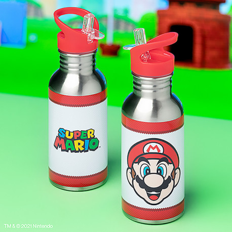 Botella Metálica Con Pajita Super Mario 500 Ml