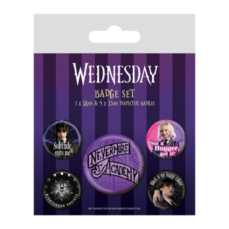 Set De 4 Chapas Wednesday Nevermore Academy