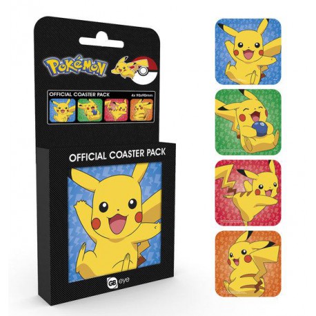 Set 4 coasters cork Pikachu Pokemon