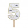 Vela de cumpleaños número 5 (Harry Potter blanco y dorado) 7 cm