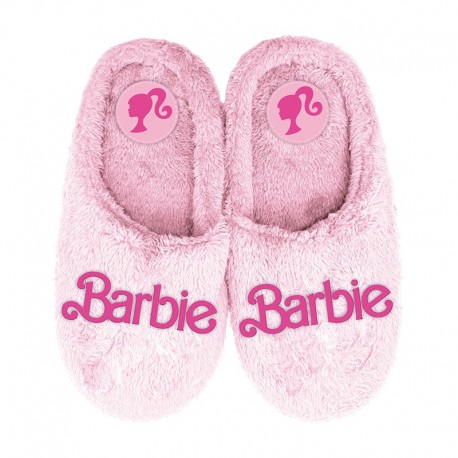 Zapatillas de casa bordadas logo Barbie rosa