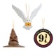 Set De 3 Adornos De Navidad Harry Potter-Sombrero Seleccionador, Anden 9 3/4 Y Hedwig
