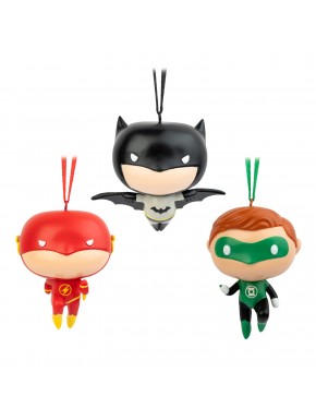 Set De 3 Adornos De Navidad Dc Comics Batman, Flash Y Green Lantern