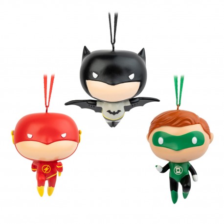 Set De 3 Adornos De Navidad Dc Comics Batman, Flash Y Green Lantern