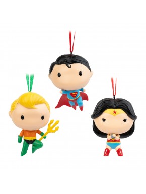 Set De 3 Adornos De Navidad Dc Comics-Superman, Wonder Woman Y Aquaman