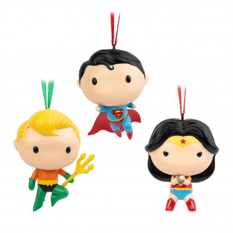 Set De 3 Adornos De Navidad Dc Comics-Superman, Wonder Woman Y Aquaman