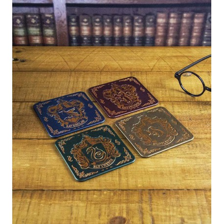 Set 4 coasters Emblems Harry Potter