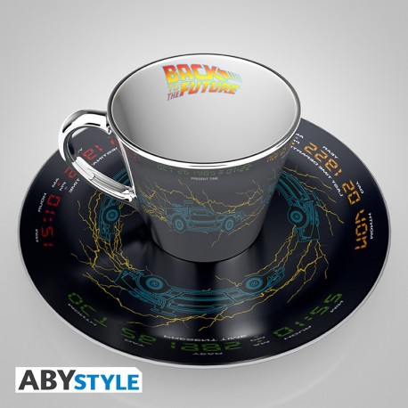 Regreso Al Futuro Juego De Taza Y Plato Con Espejo Delorean
