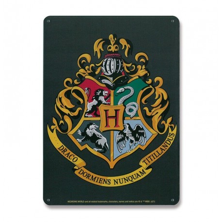 Harry Potter Placa de Chapa Hogwarts Logo 15 x 21 cm