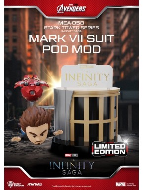 Marvel Figura Mini Egg Attack The Infinity Saga Stark Tower series Tony Stark & Mark VII suit pod mod 12 cm