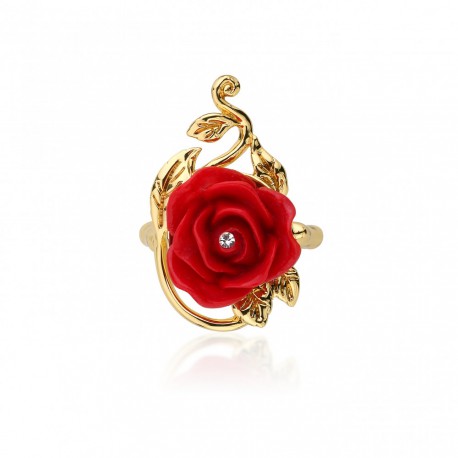 Anillo Oro Bella y Bestia Disney Rosa Encantada