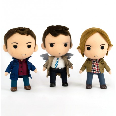 Pack 3 Peluches Supernatural Sam, Dean, Castiel Q-Pals 21 cm