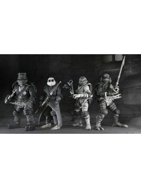 Universal Monsters x Teenage Mutant Ninja Turtles pack de 4 Figuras Turtles Black & White 18 cm